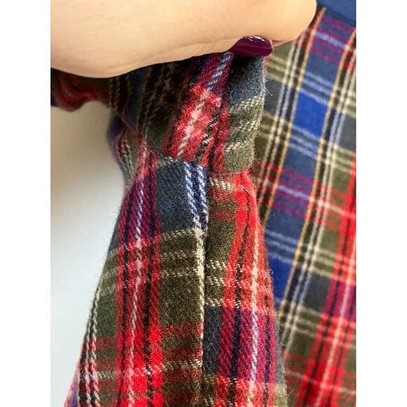 Vintage Wool Plaid Jacket M Blue Checks Retro Academia Resort Classic Bomber 80s - Picture 12 of 15